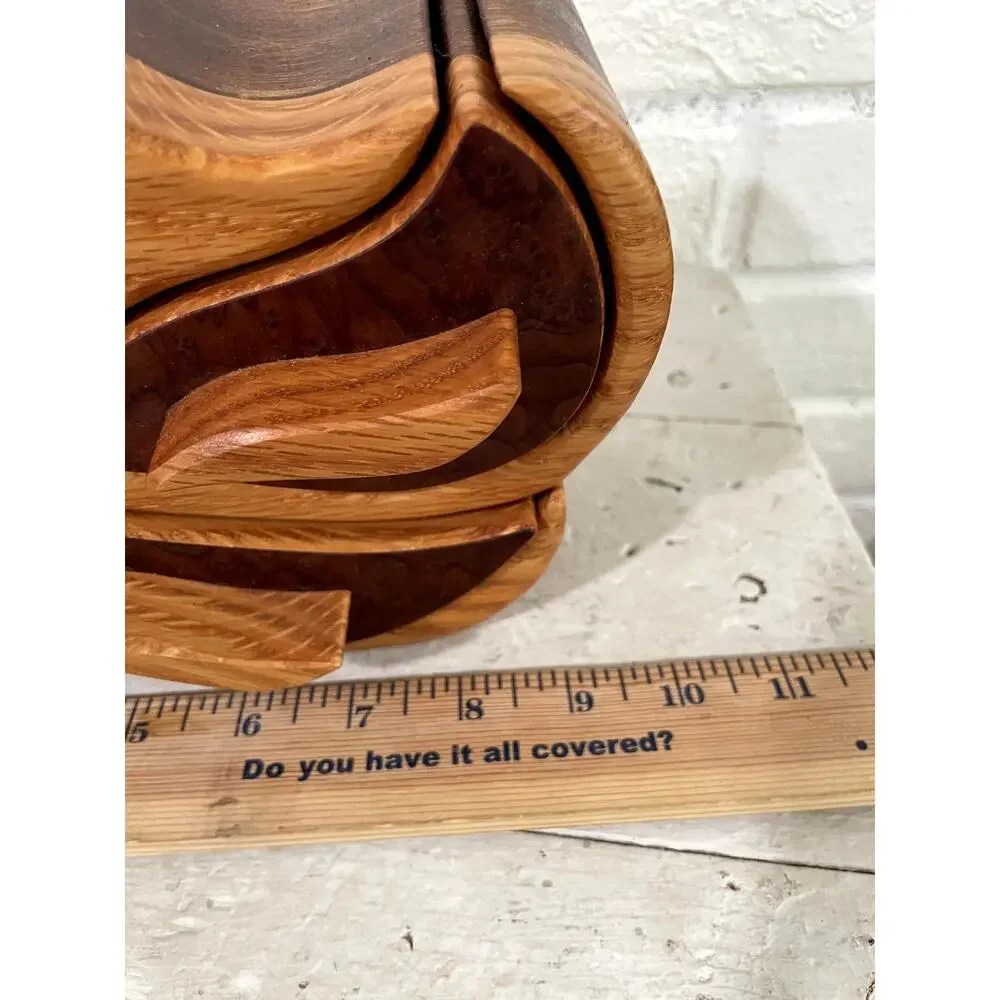 Handcrafted Bandsaw Wooden Puzzle Box Hidden Compartment Jewelry Keepsake Box